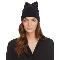 Federica Moretti Women's Knit With Velvet Bow Caps