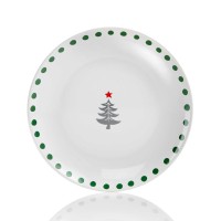 Festive Tree Collection Green Dot Border Salad Plate 8.25″ Set of 2