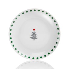 Festive Tree Collection Green Dot Border Salad Plate 8.25″ Set of 2