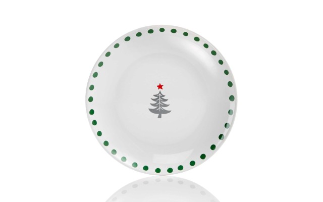 Festive Tree Collection Green Dot Border Salad Plate 8.25″ Set of 2