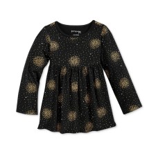 First Impressions 6-9M Long-Sleeve Fireworks-Print Babydoll Tunic, Baby Girls (Black)