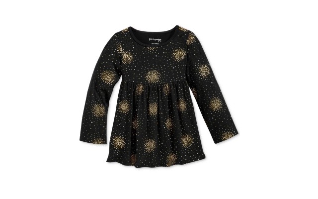  6-9M Long-Sleeve Fireworks-Print Babydoll Tunic, Baby Girls (Black)