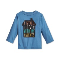 First Impressions Baby Boys Long-Sleeve I Still Live With My Parents Graphic-Print T-Shirts