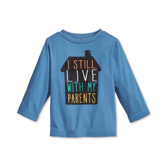  Baby Boys Long-Sleeve I Still Live With My Parents Graphic-Print T-Shirts