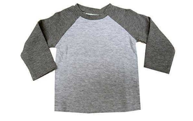 Baby Boys’ Raglan-Sleeve Thermal T-Shirt Pewter Heather, 12 Months