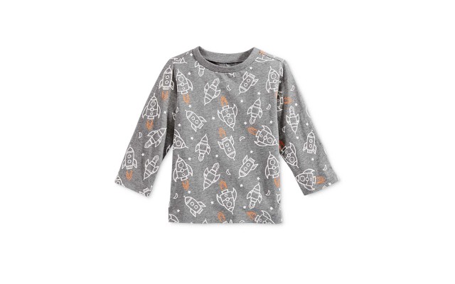  Baby Boys Rocket-Print Long-Sleeve T-Shirts