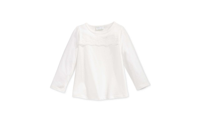  Baby Girls Long-Sleeve Lace-Detail T-Shirts
