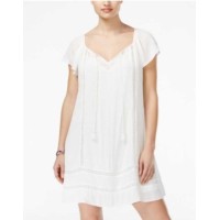 Fishbowl Juniors’ Tassel-Tie Crochet-Trim Shift Dress