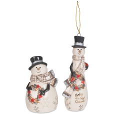 Fitz and Floyd 2-Pc. Wintry Woods Snowman Ornament