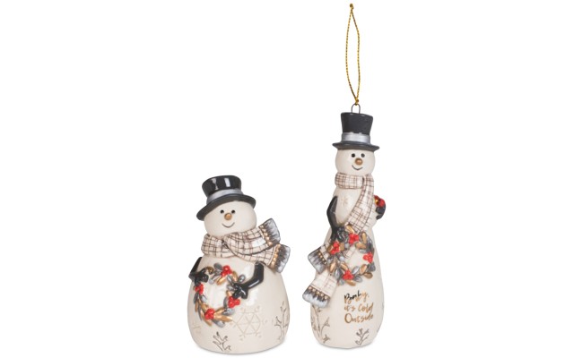  2-Pc. Wintry Woods Snowman Ornament