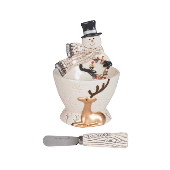  49-794 Wintry Woods 2-Piece Set, Footed Bowl with Spreader