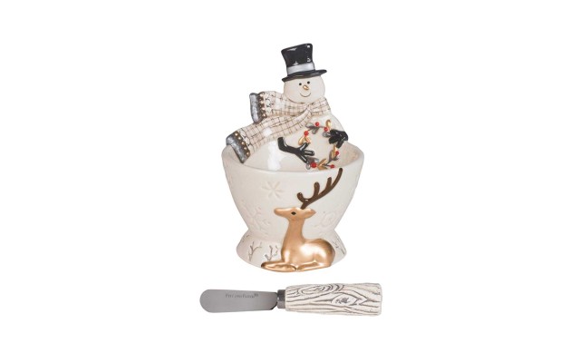  49-794 Wintry Woods 2-Piece Set, Footed Bowl with Spreader