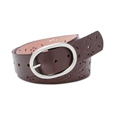 Fossil Women's Floral Perforated Leather Belt