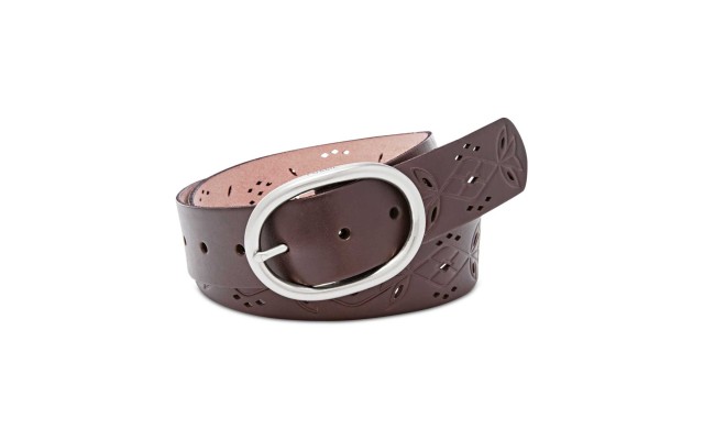  Women's Floral Perforated Leather Belt
