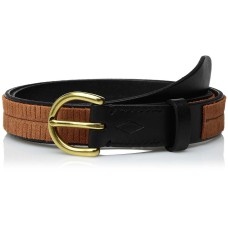 Fossil Women’s Skinny Fringe Belt, Black/Brown, L