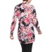  Women's Jade Blooming Floral Tunic Shirts, Red Flower, 10AV/MD/RG