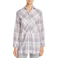 Foxcroft Women's Maddy Winter Plaid Tunic Tops, Gray, 10AV/MD/RG