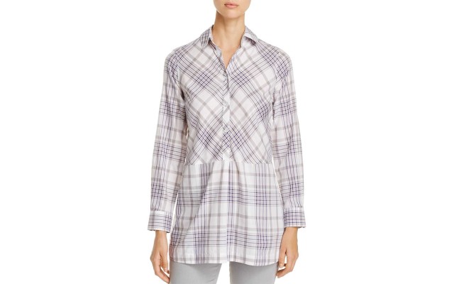  Women's Maddy Winter Plaid Tunic Tops, Gray, 10AV/MD/RG