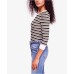  Good On You Stripe Tee Shirt Top (Green, XS)