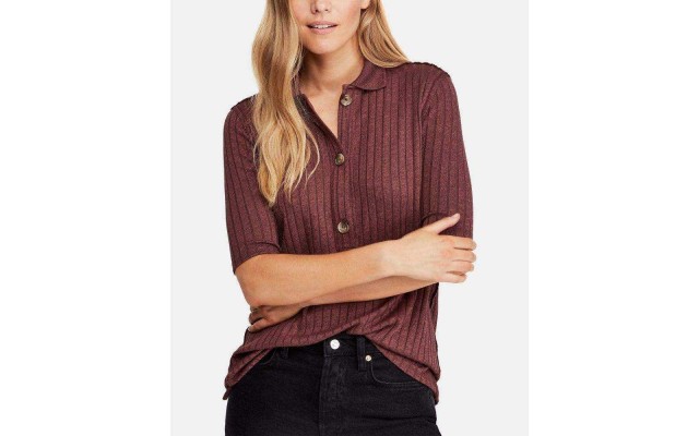  Heart Strings Tunic Top (Dark Brown, S)