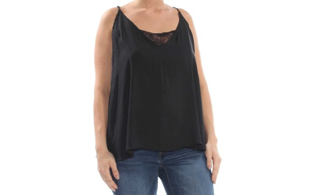 Lace Bandeau Camisole Top (Black, Small)