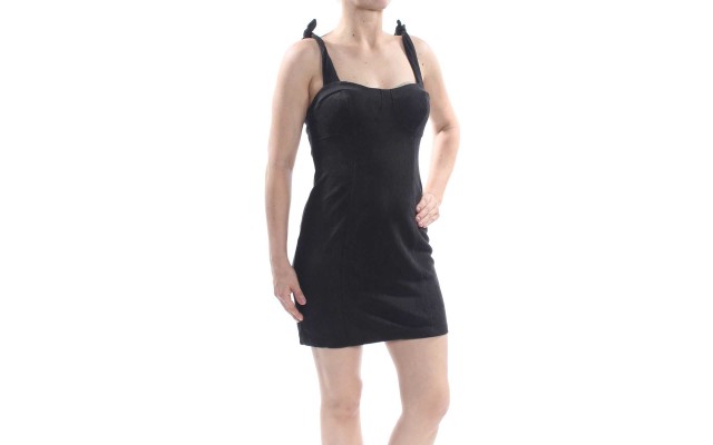  Ribbed Sleeveless Body Con (Black, S)