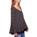  Tangerine Stripe Tee Blouse Shirt Tops