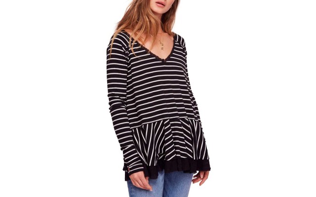  Tangerine Stripe Tee Blouse Shirt Tops