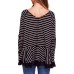  Tangerine Stripe Tee Blouse Shirt Tops