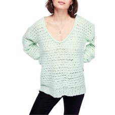 Free People Women's Crashing Waves Pullover Blouse Sweater Tops