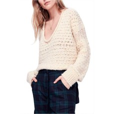 Free People Women's Crashing Waves Pullover Blouse Sweater Tops