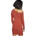  Womens Frankie Gathered Long Sleeve Bodycon Dress (Copper, XS)