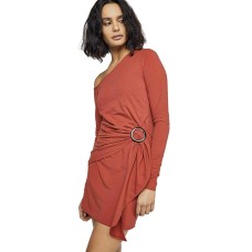 Free People Womens Frankie Gathered Long Sleeve Bodycon Dress (Copper, XS)