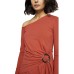  Womens Frankie Gathered Long Sleeve Bodycon Dress (Copper, XS)