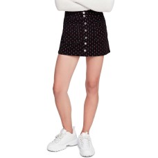 Free People Women’s Joanie Printed Cord Skirt (Black Combo, 27)