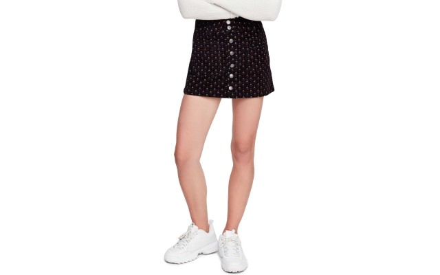  Women’s Joanie Printed Cord Skirt (Black Combo, 27)