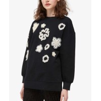 French Connection Embellished Crew-Neck Top (Black, XS)