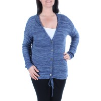 Freshman Juniors’ Hooded Cardigan Marled (Blue, Medium)