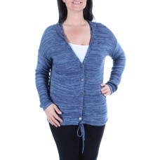 Freshman Juniors’ Hooded Cardigan Marled (Blue, Medium)