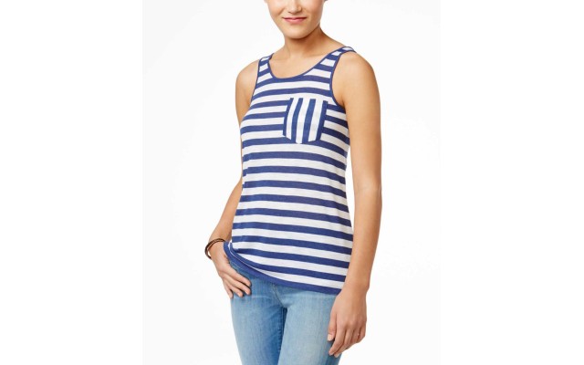 G.H. Bass & Co. Women’s Mixed Slub Stripe Blouse Tank Tops