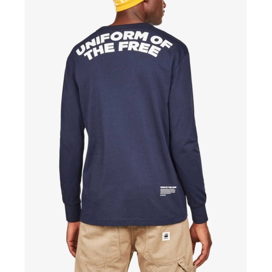  Men’s Long-Sleeve Uniform of the Free Pocket T-Shirt (Navy, Large)