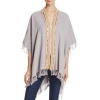 Gaynor Officina Embellished Fringe Trim Ruana (One Size, Gray)