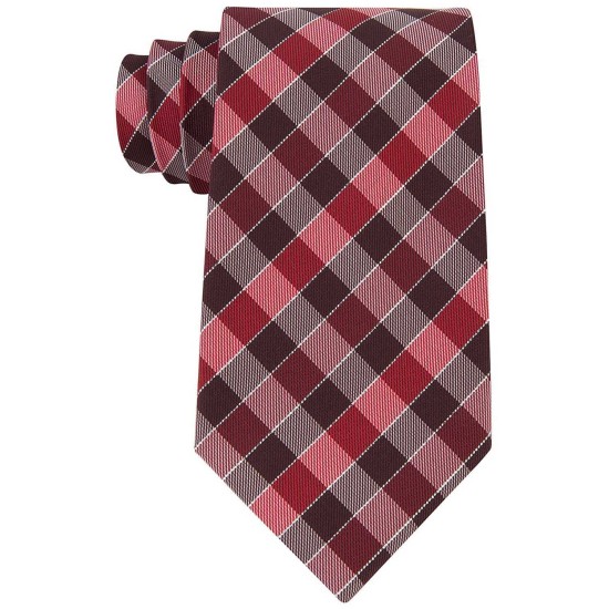Geoffrey Beene Men’s Effortless Gingham Tie, Red, One Size