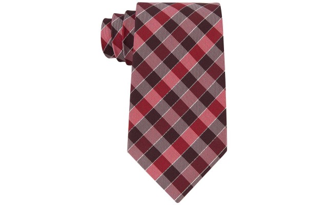 Geoffrey Beene Men’s Effortless Gingham Tie, Red, One Size