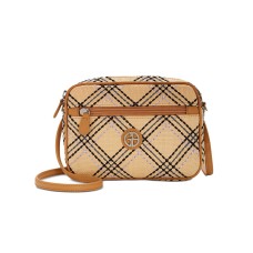 Giani Bernini Straw Plaid Convertible Camera Bag (Beige)