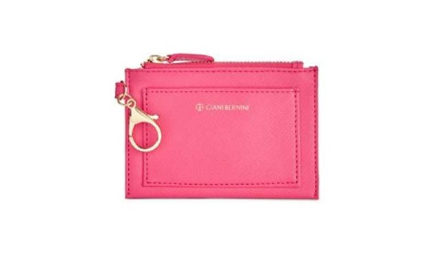  Womens Faux Leather Keychain Coin Pouch Pink O/S