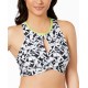  Geo Graphic Content High-Neck Keyhole Top Women’s Swimsuit (Black White, S)
