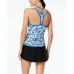  Women's Crossed Signals Printed Racerback Top Swimsuit
