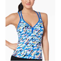 Go by Gossip Women's Crossed Signals Printed Racerback Top Swimsuit