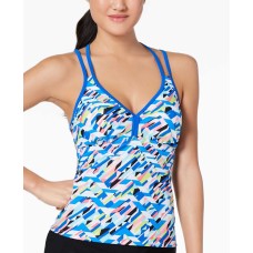 Go by Gossip Women's Crossed Signals Printed Racerback Top Swimsuit